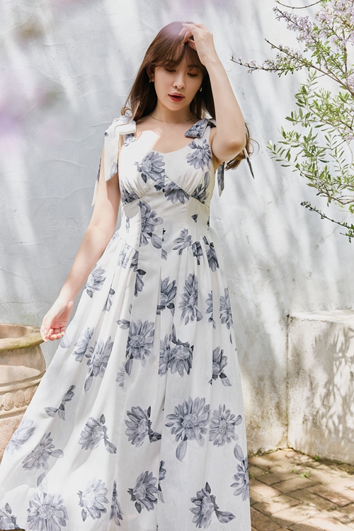 M*N様 新品 Sunflower-Printed Midi Dress her Sunflower-Printed Midi Dress（ワンピース）｜Her lip to（ハー