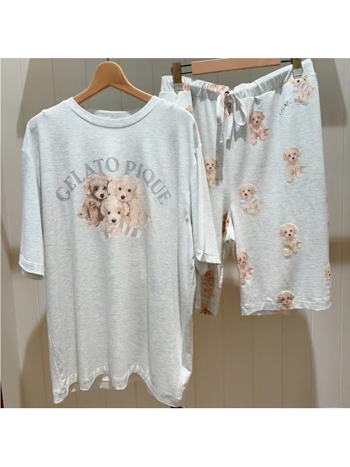 新品未使用 未開封 トイプードル ワンポイントTシャツ 総柄 ショートパンツ F HOMME】トイプードルワンポイントTシャツ&トイプードル柄ハーフパンツ
