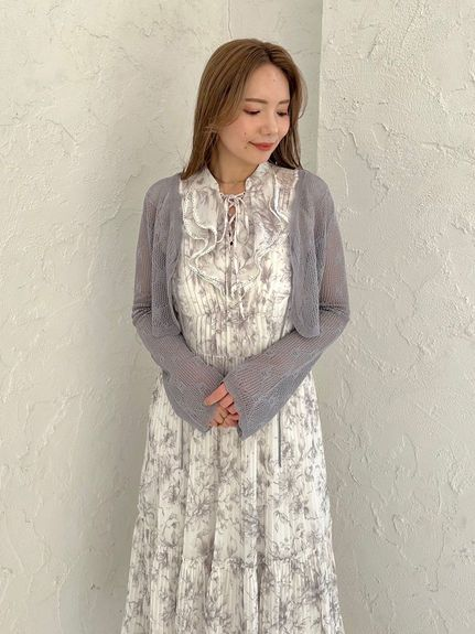 SNIDEL クロップドフリルカーディガン