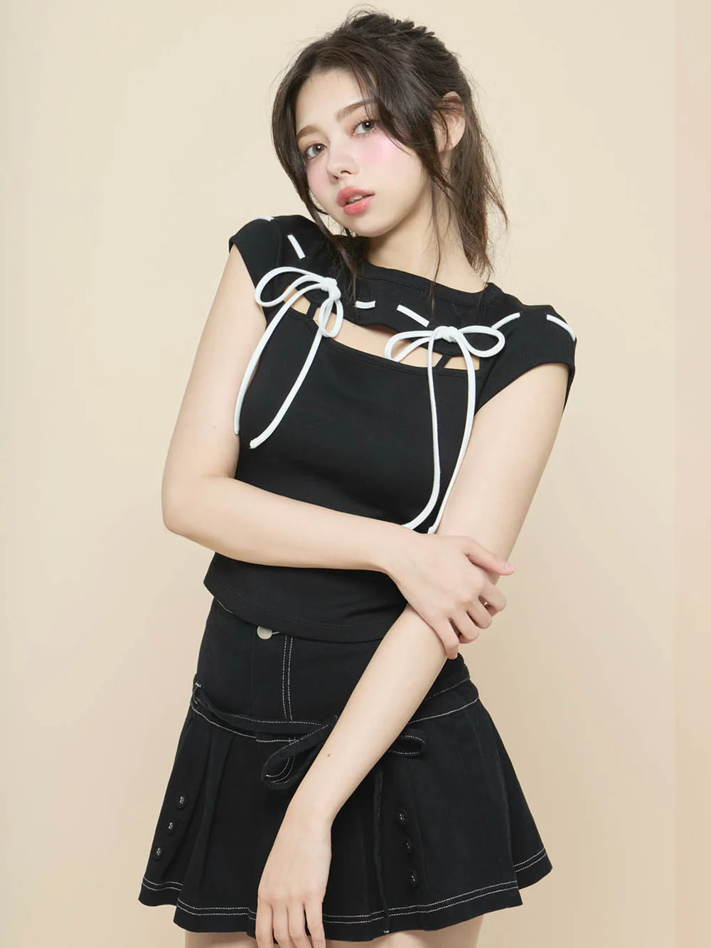 Kika button mini skirt